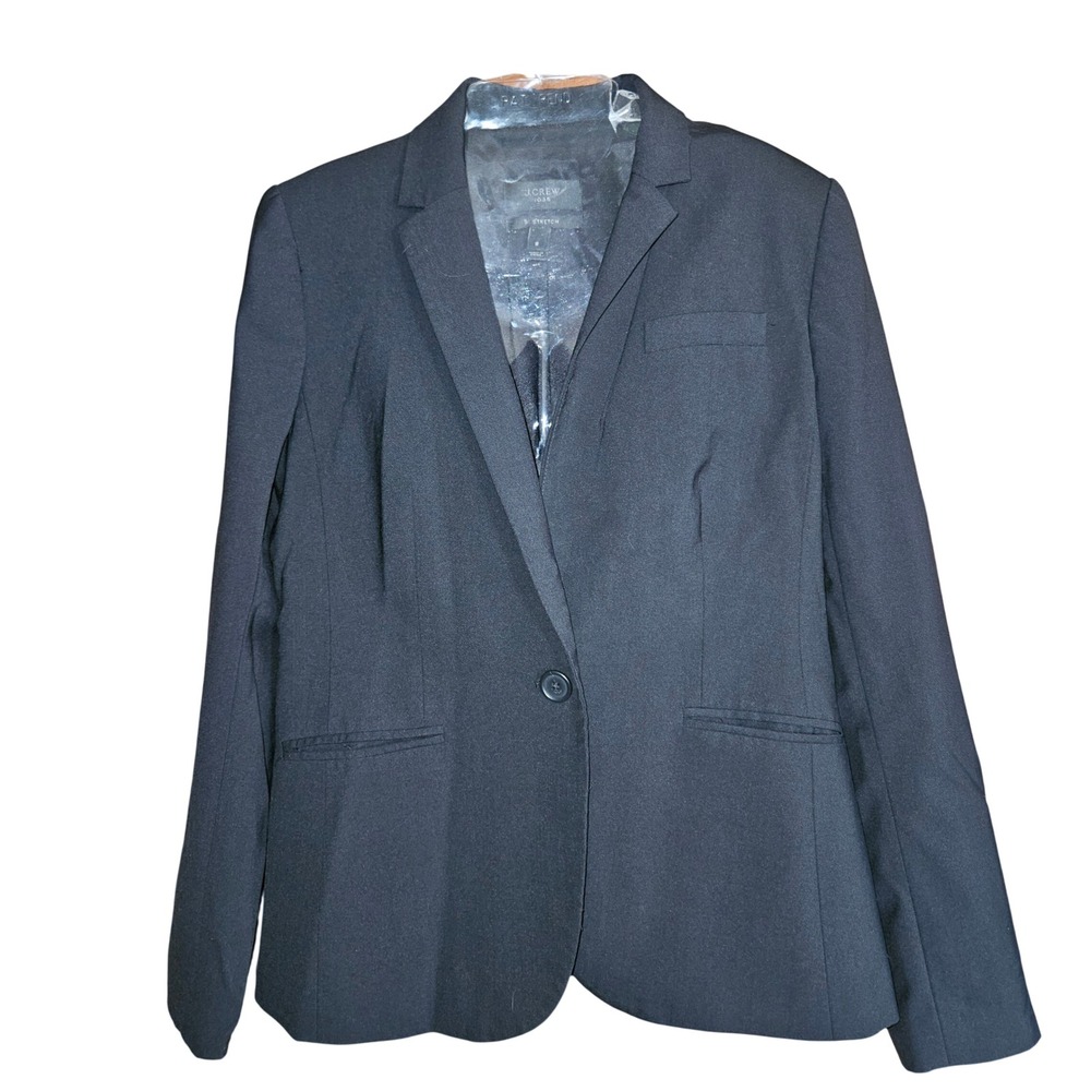 J.Crew‎ 1035 Bi-Stretch Blazer Black Italian Tollegno 1900 Wool Jacket Size 8